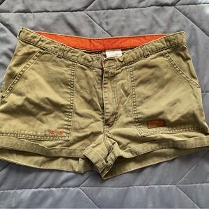 Jordache Olive Cargo Utility Shorts with Orange Accents